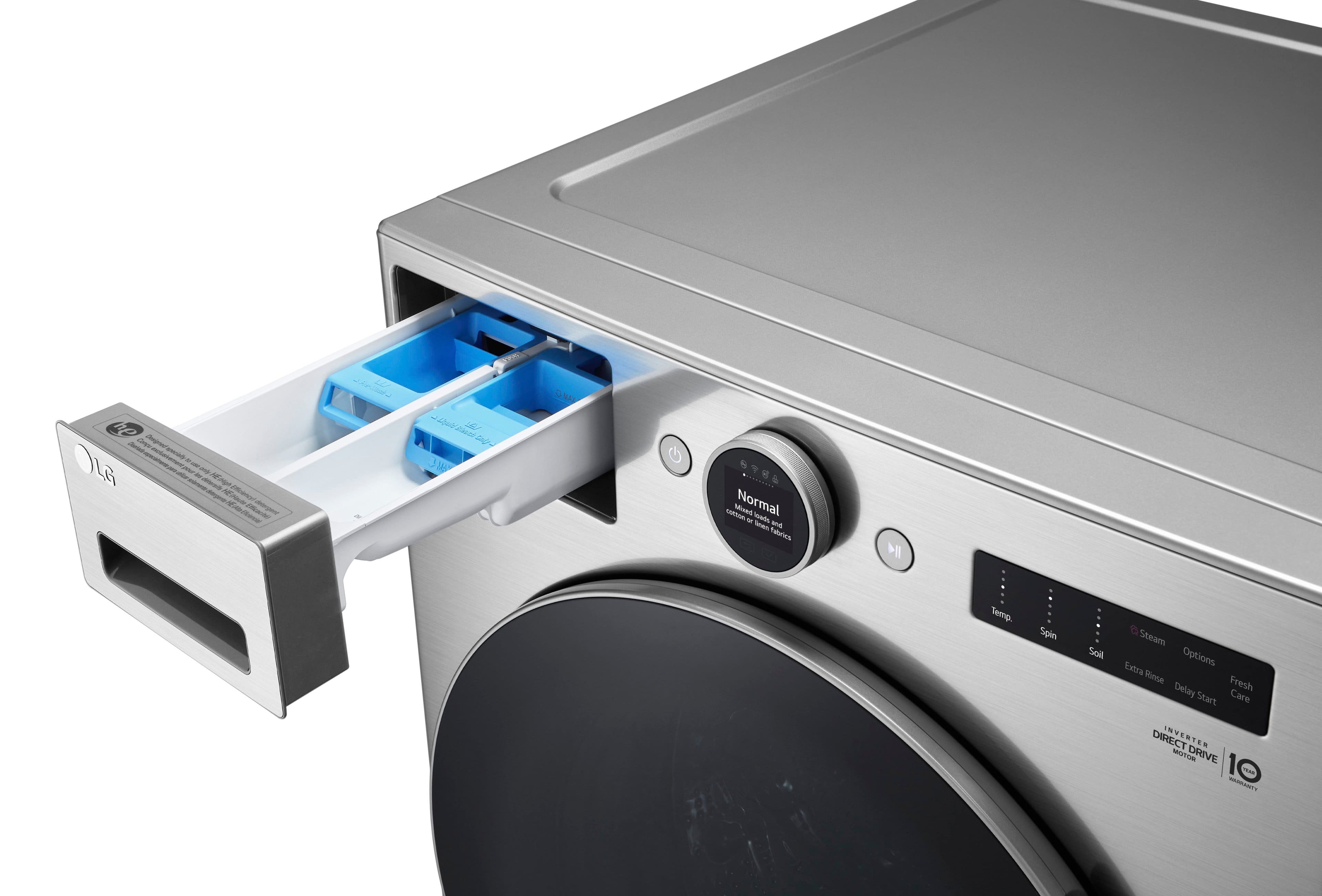 Alt View 29. LG - 4.5 Cu. Ft. High-Efficiency Smart Front Load Washer with Steam and TurboWash 360 - Graphite Steel.