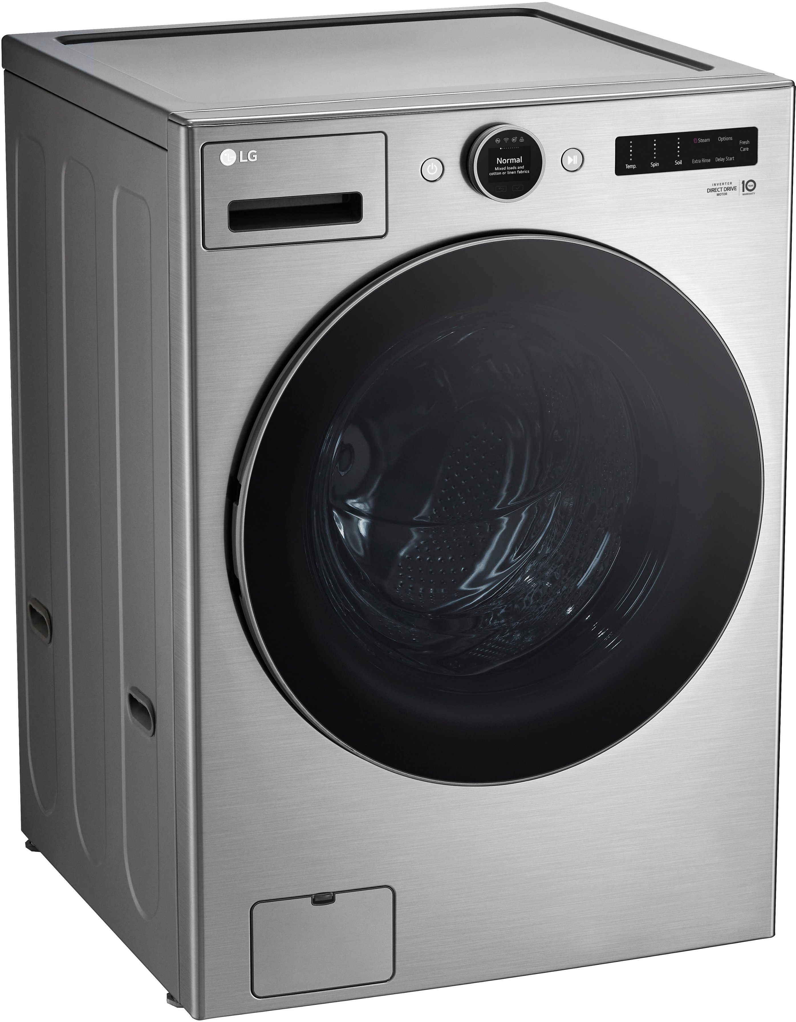 LG WM5500HVA 27 Inch Smart Front Load Washer with 4.5 cu. ft. Capacity, ,  Digital Dial Control, LCD Display, AI DD®, Allergiene® Cycle,LG ThinQ®,  NeveRust® Drum, and ENERGY STAR Certified: Graphite Steel