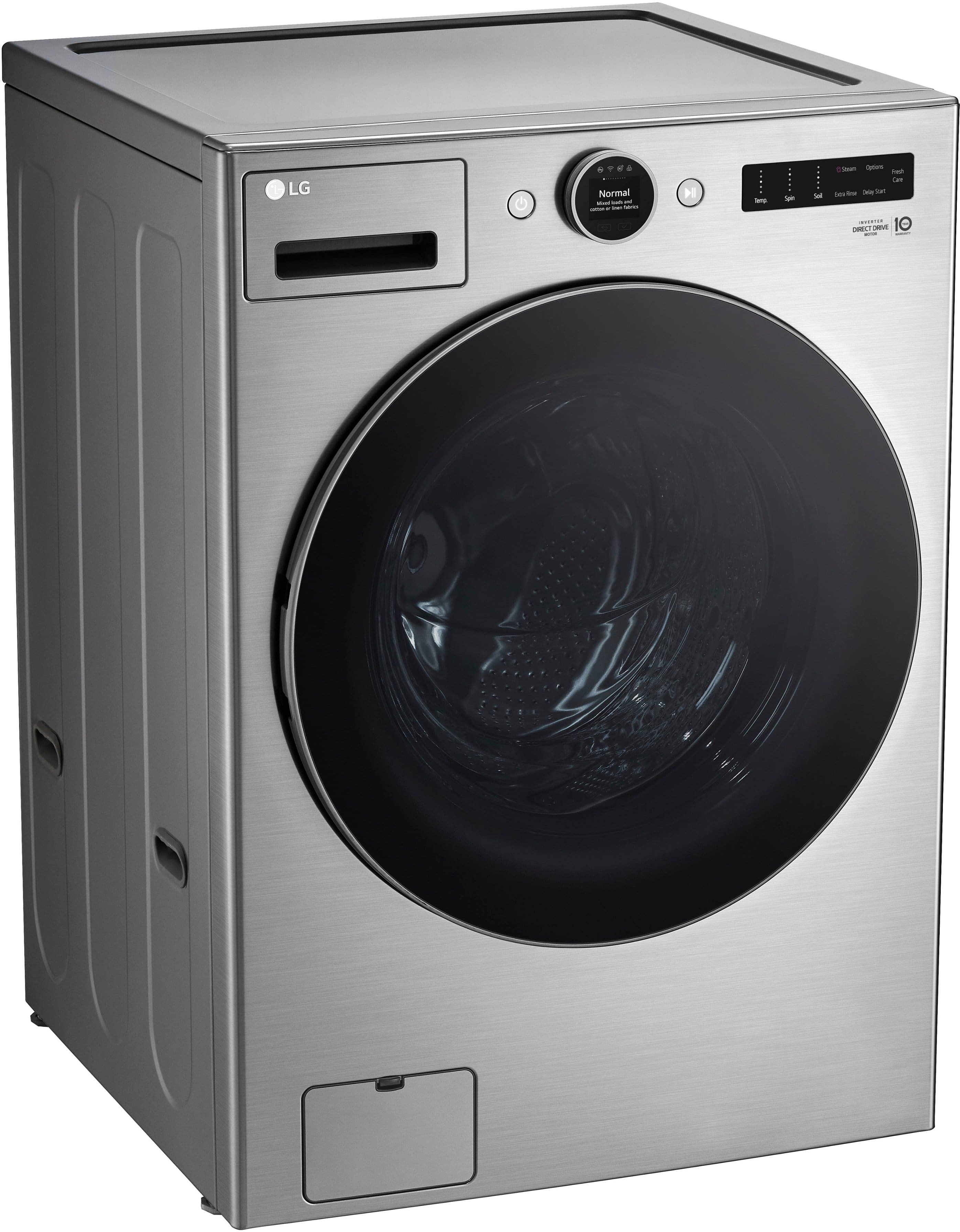 Alt View 14. LG - 4.5 Cu. Ft. High-Efficiency Smart Front Load Washer with Steam and TurboWash 360 - Graphite Steel.