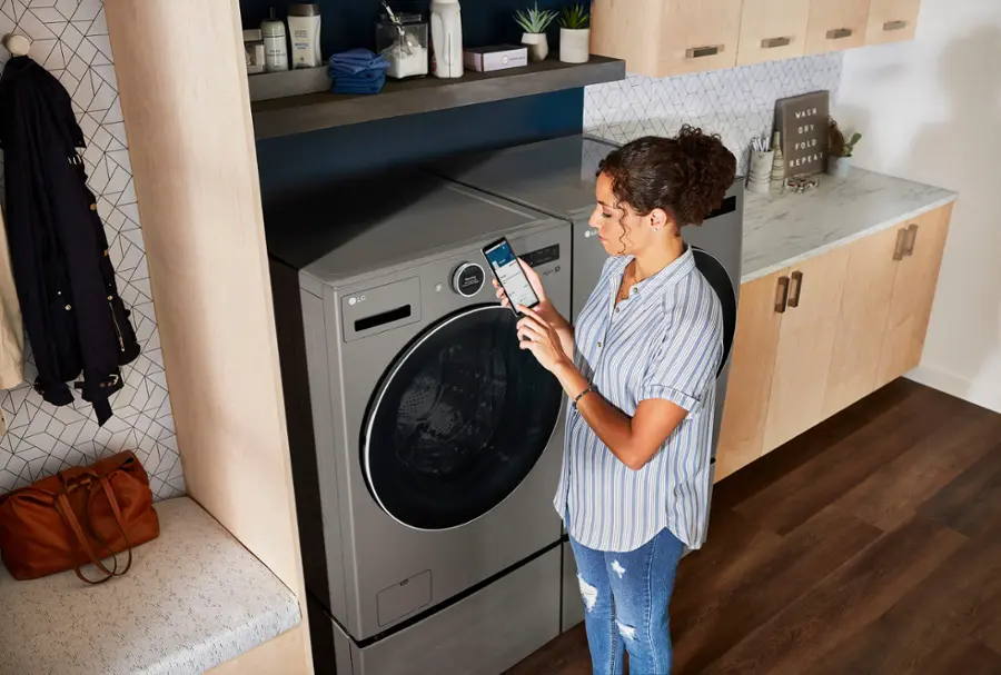 Alt View 35. LG - 4.5 Cu. Ft. High-Efficiency Smart Front Load Washer with Steam and TurboWash 360 - Graphite Steel.
