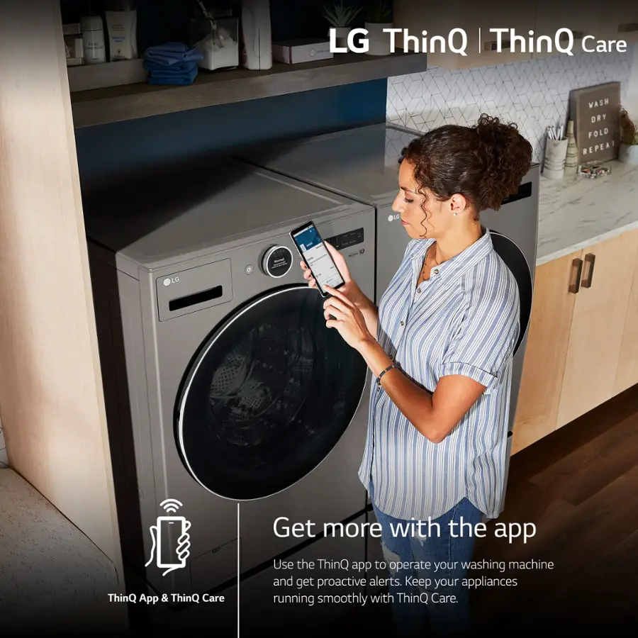Lg Stackable Smart Washer LG 4.5 Cu. Ft. High Efficiency Stackable Smart Front Load Washer with ...