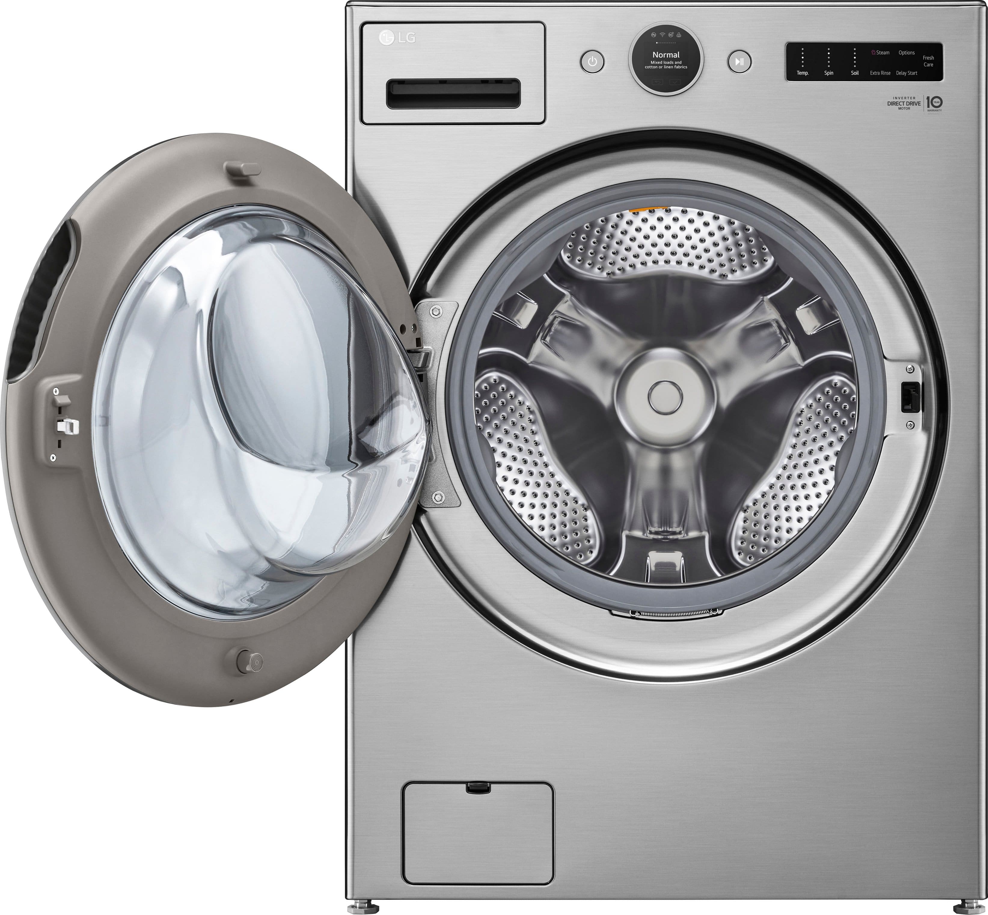 Alt View 16. LG - 4.5 Cu. Ft. High-Efficiency Smart Front Load Washer with Steam and TurboWash 360 - Graphite Steel.