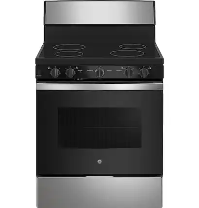 Front. GE - GE 30” Free-standing Electric Radiant Smooth Cooktop Range - Stainless Steel.