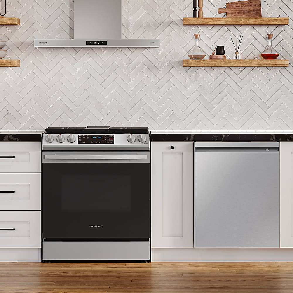 Alt View 11. Samsung - 6.0 cu. ft. Smart Slide-in Gas Range with Air Fry & Convection - Stainless Steel.