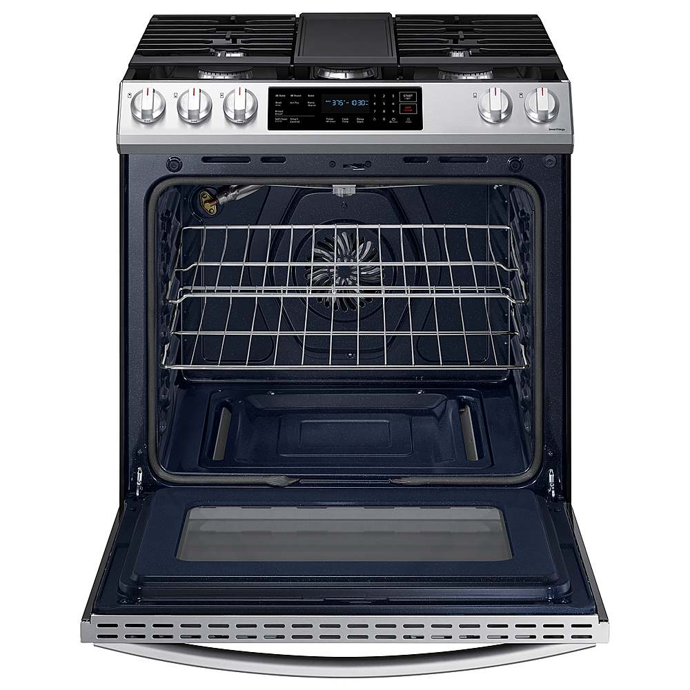 Alt View 12. Samsung - 6.0 cu. ft. Smart Slide-in Gas Range with Air Fry & Convection - Stainless Steel.