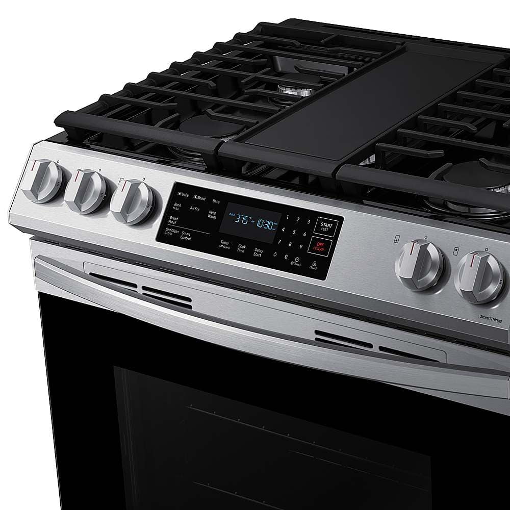 Alt View 13. Samsung - 6.0 cu. ft. Smart Slide-in Gas Range with Air Fry & Convection - Stainless Steel.