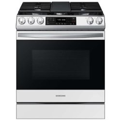 Samsung - BESPOKE 6.0 cu. ft. Smart Slide-in Gas Range with Air Fry & Convection - White Glass - Front_Zoom