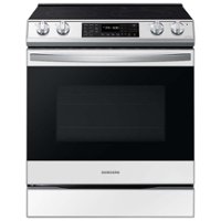 Samsung - BESPOKE 6.3 cu. ft. Smart Slide-in Electric Range with Air Fry & Convection - White Glass - Front_Zoom