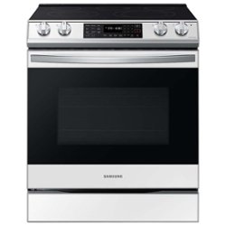 Samsung - 6.3 cu. ft. Smart Slide-in Electric Range with Air Fry & Convection - White Glass - Front_Zoom