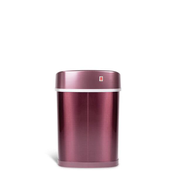 Back. Nine Stars - Oval Motion Sensor Trash Can 3.9 Gallon.
