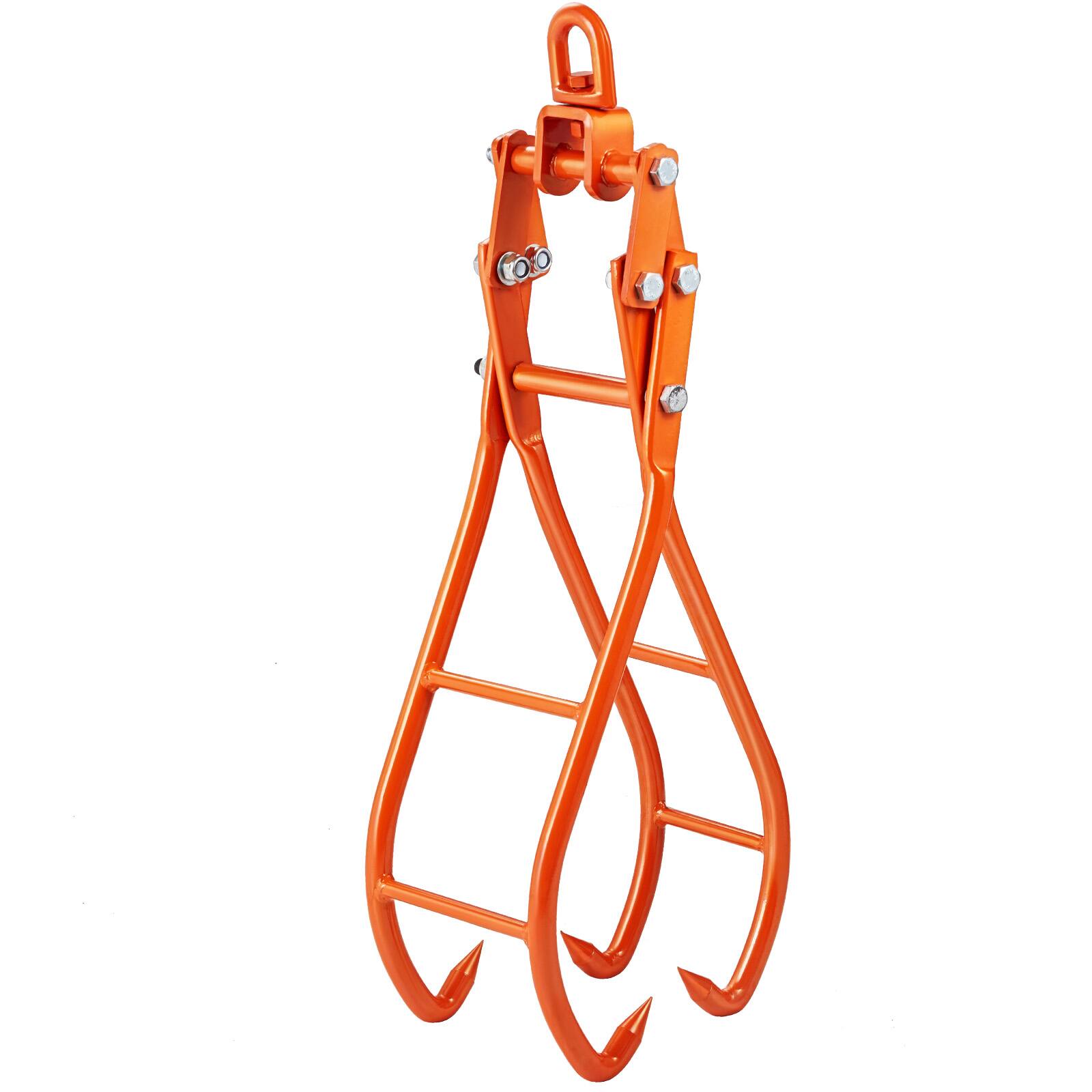 Alt View 5. VEVOR - Timber Claw Hook, 36 inch 4 Claw Log Grapple for Logging Tongs, Swivel Steel Log Lifting Tongs - Orange.