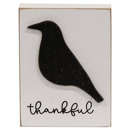 Front. BreeBe - *Thankful Crow Block - White, Black.