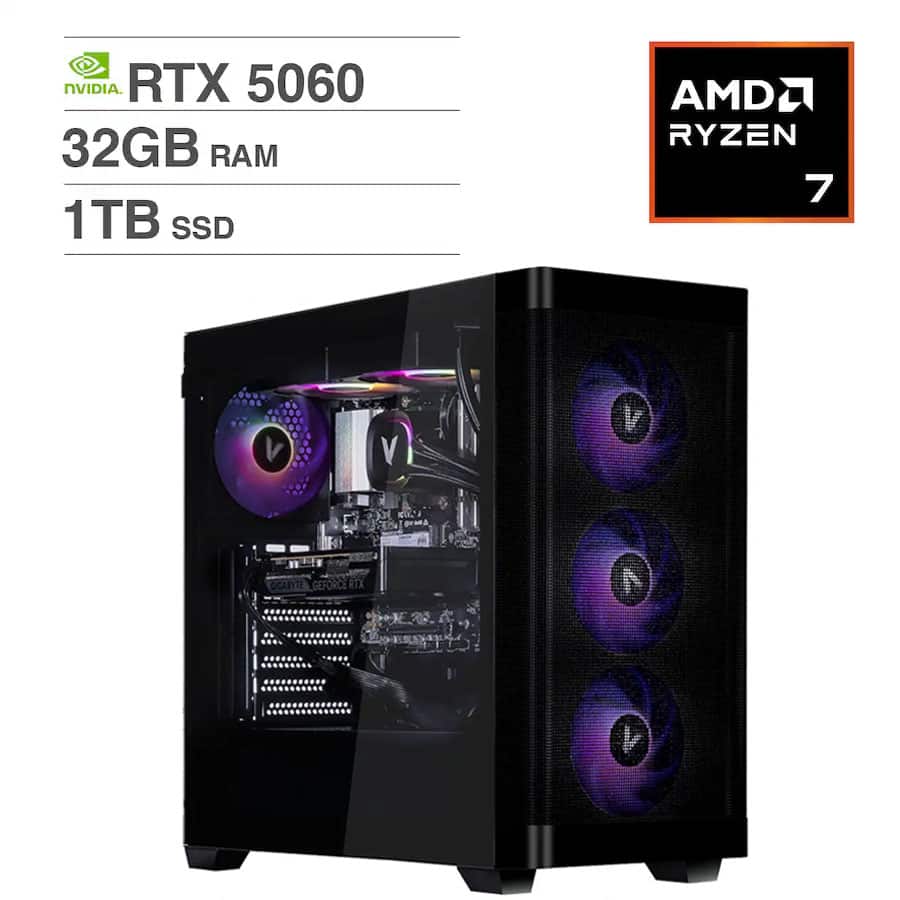 NVIDIA RTX 5060  
32GB RAM  
1TB SSD  
AMD Ryzen 7