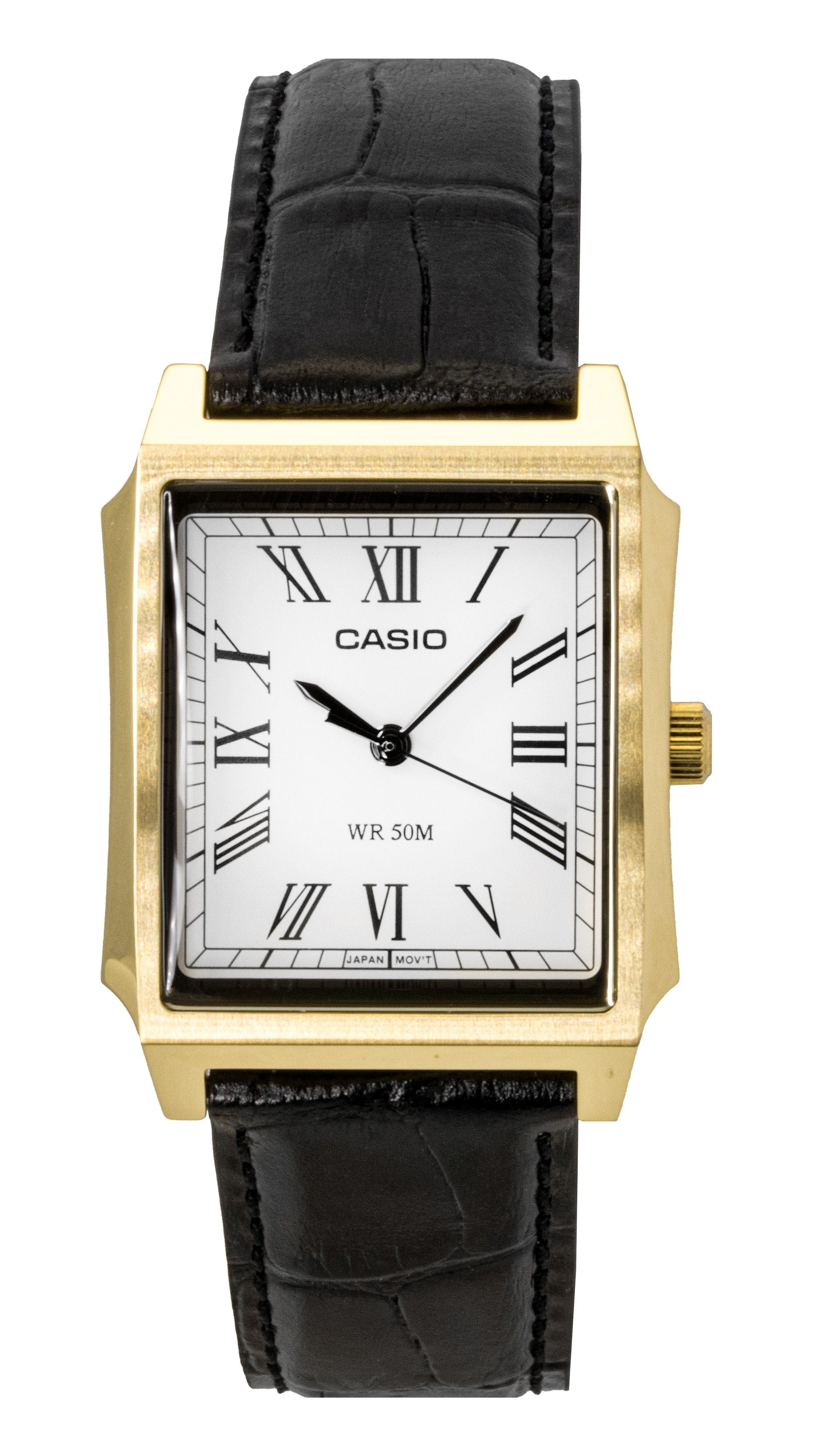 Casio Analog Quartz MTP B190GL 7BV Mens Watch Leather Strap White