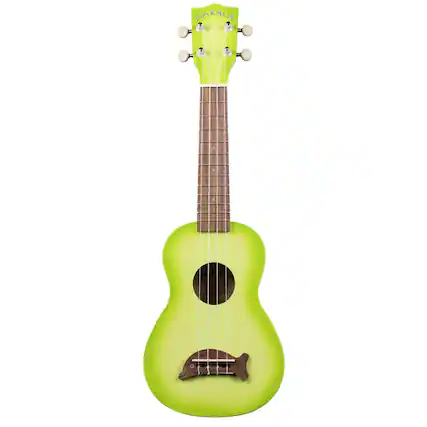 Front. Kala - Kala Gloss Green Apple Burst Makala Dolphin Soprano Ukulele with Tote Bag.