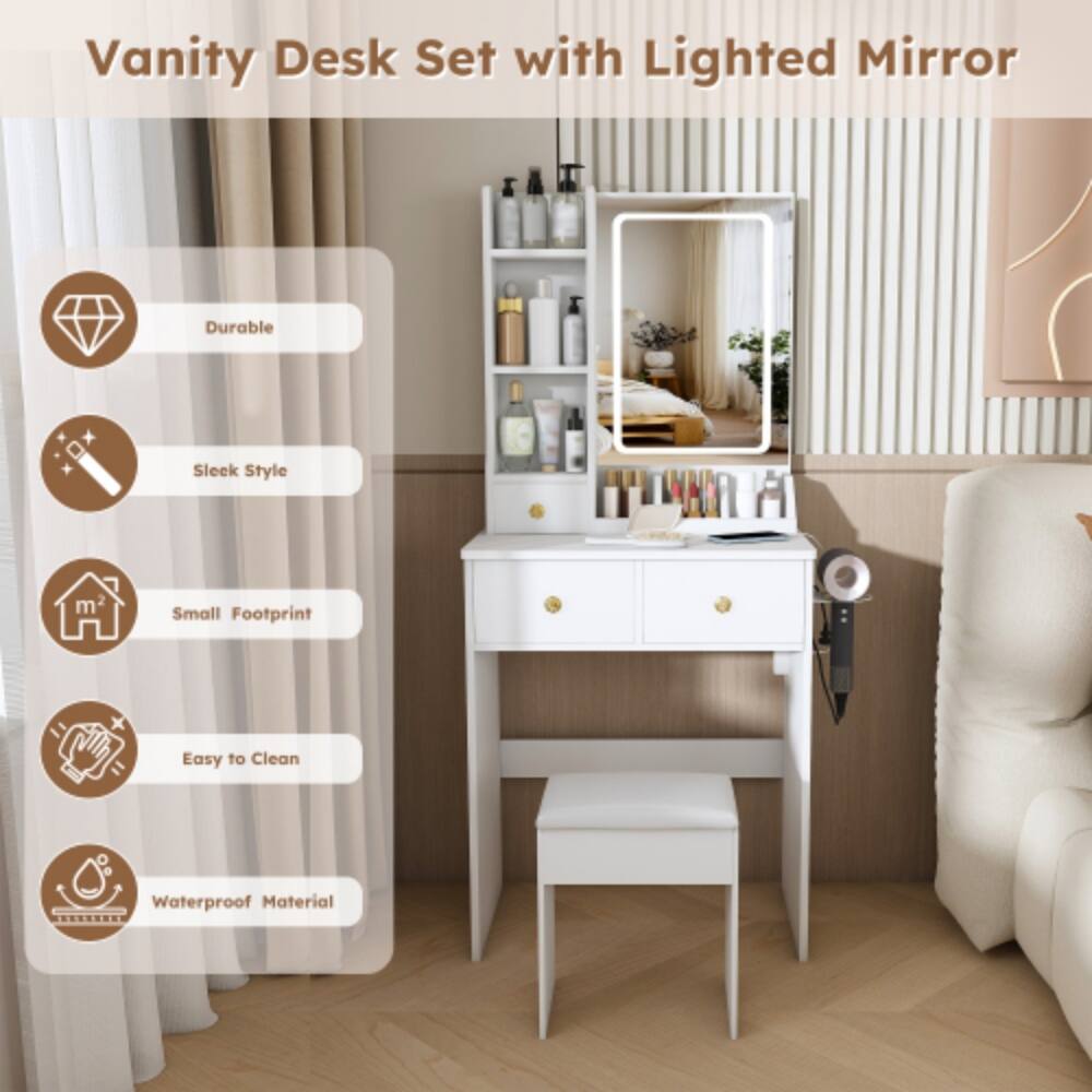 Vanity Desk Set with Lighted Mirror

- Durable
- Sleek Style
- Small Footprint
- Easy to Clean
- Waterproof Material
