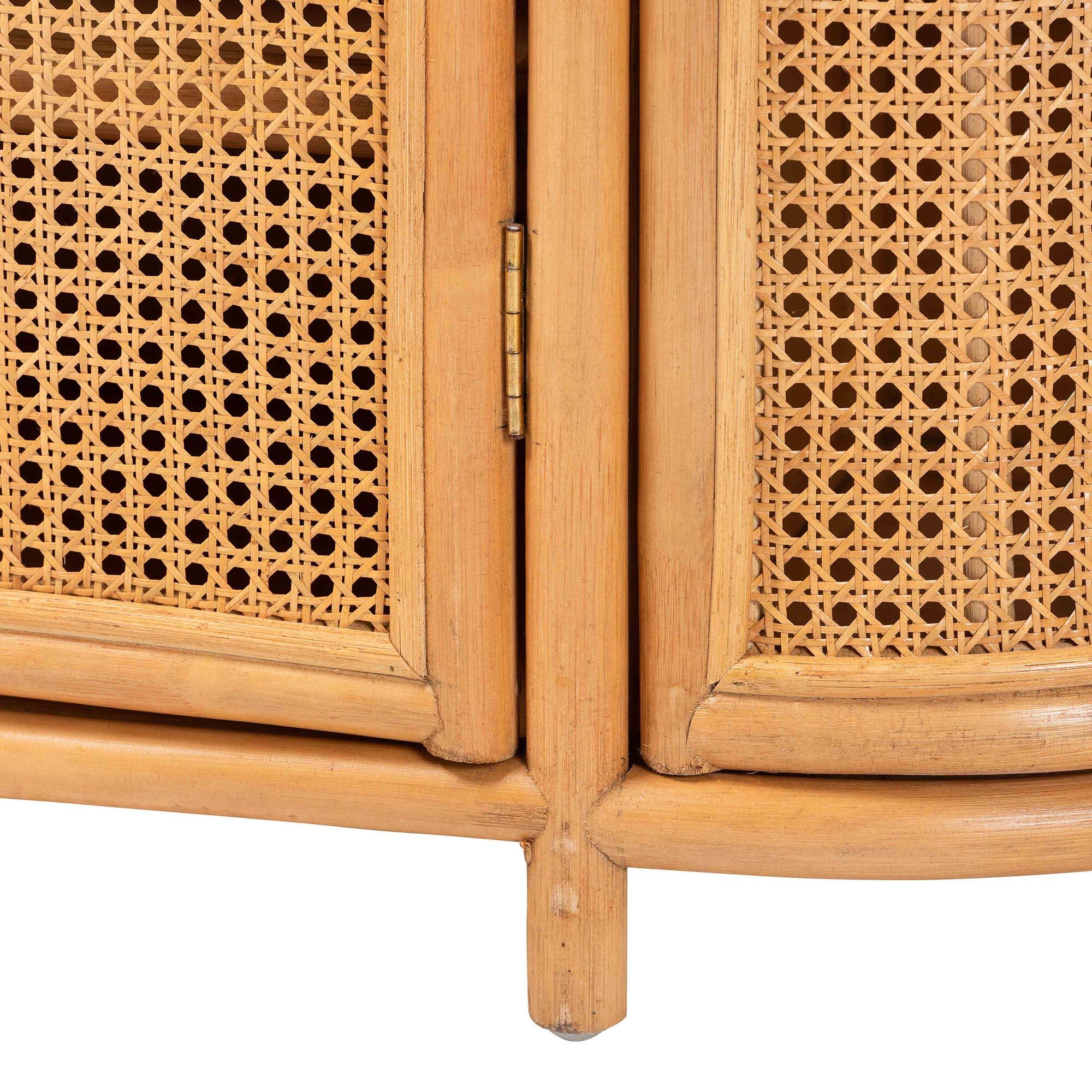 Alt View 2. bali & pari - McKenna Natural Rattan Sideboard - Handwoven Wicker Buffet Credenza, Boho Coastal Style - Light Honey/Gold.