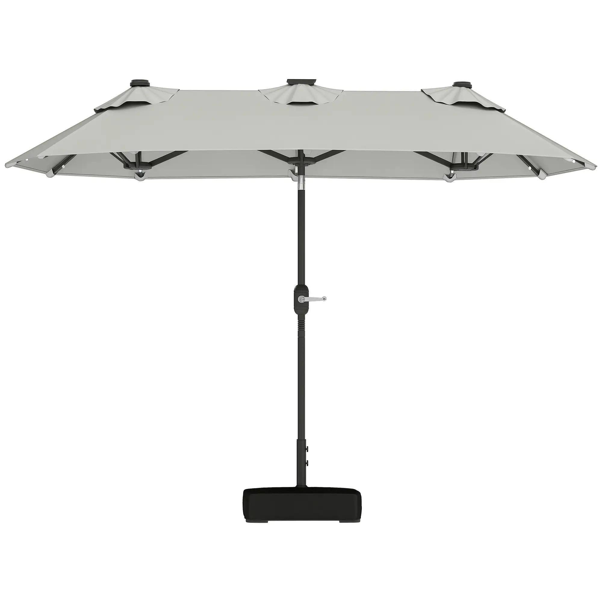 Alt View 7. Spaco - Spaco Extra Large Double-Sided Patio Umbrella, Solar LED Lights, Tilt, Base - Grey.