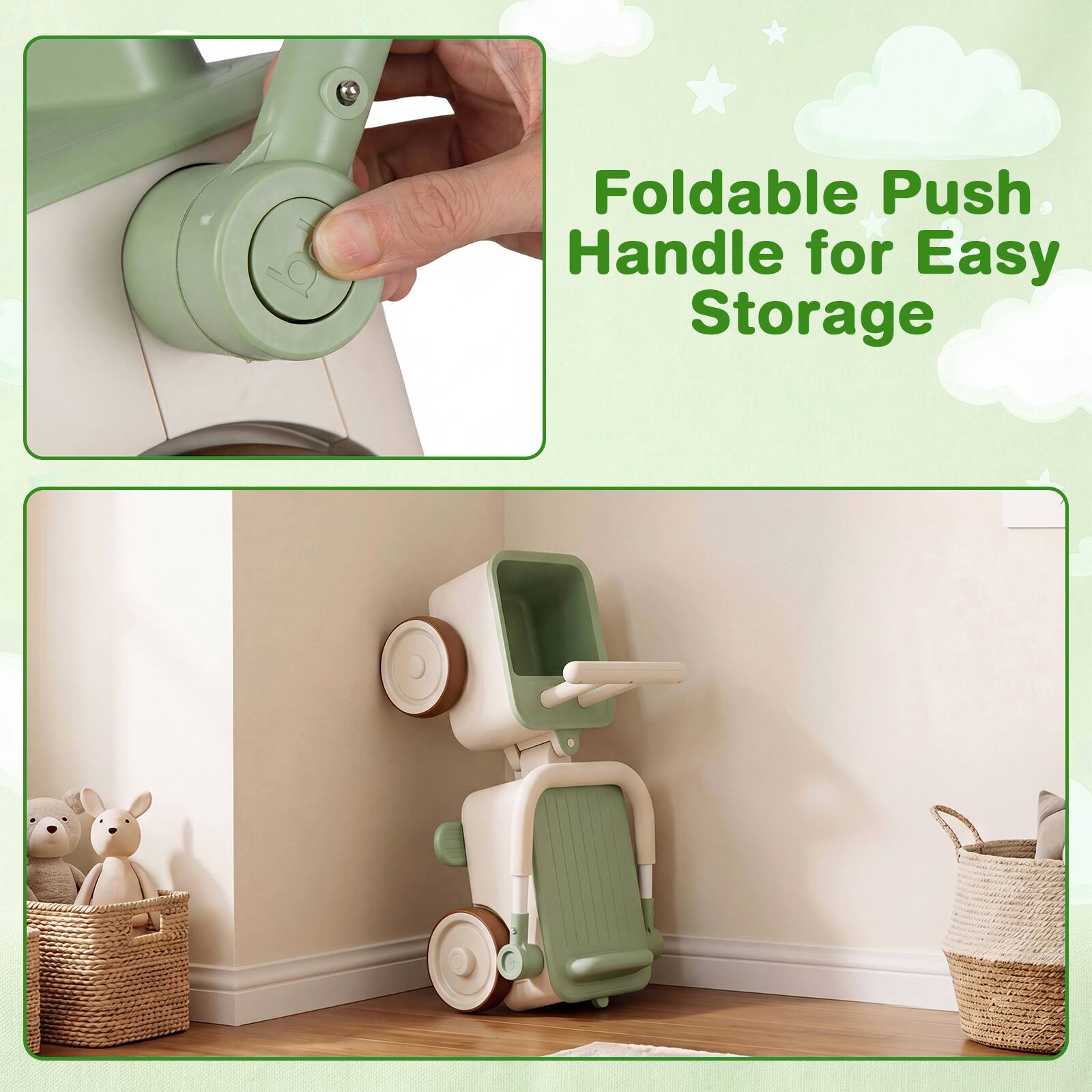 Foldable Push Handle for Easy Storage
