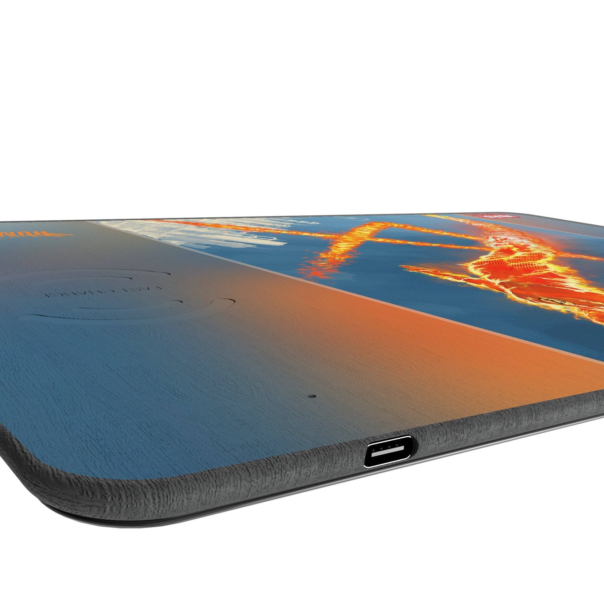 Left. Keyscaper - Marvel Cover Art 15-Watt Wireless Charger and Mouse Pad - Human Torch.