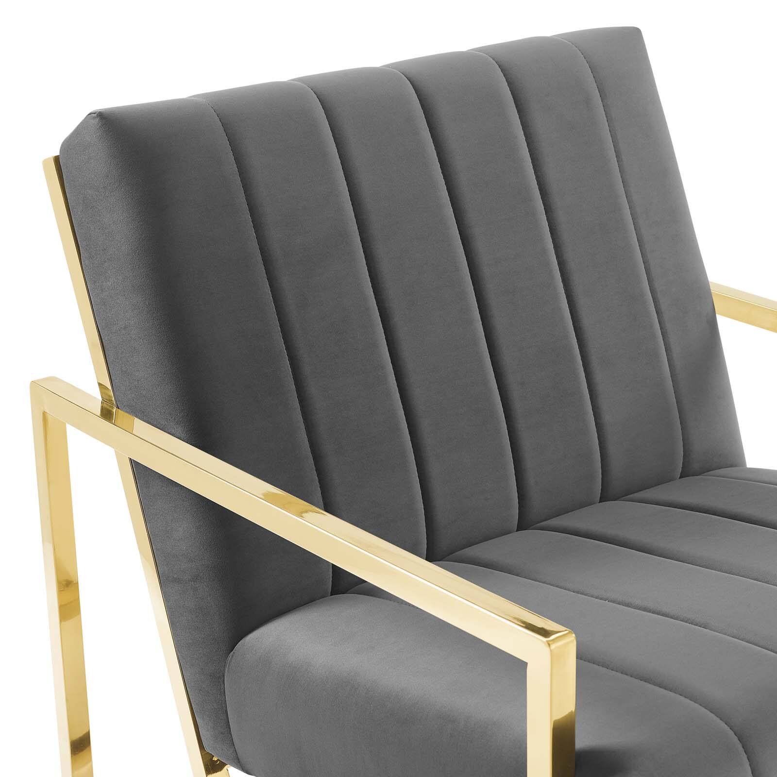 Alt View 5. Modway - Inspire Channel Tufted Performance Velvet Armchair by Modway - Charcoal.