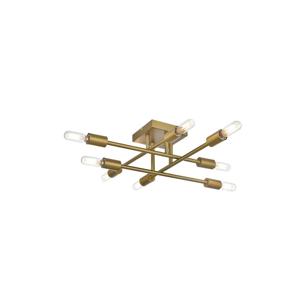 Back. Living District - Script 19 Inch Flush Mount Ceiling Light in Satin Gold - Satin Gold.