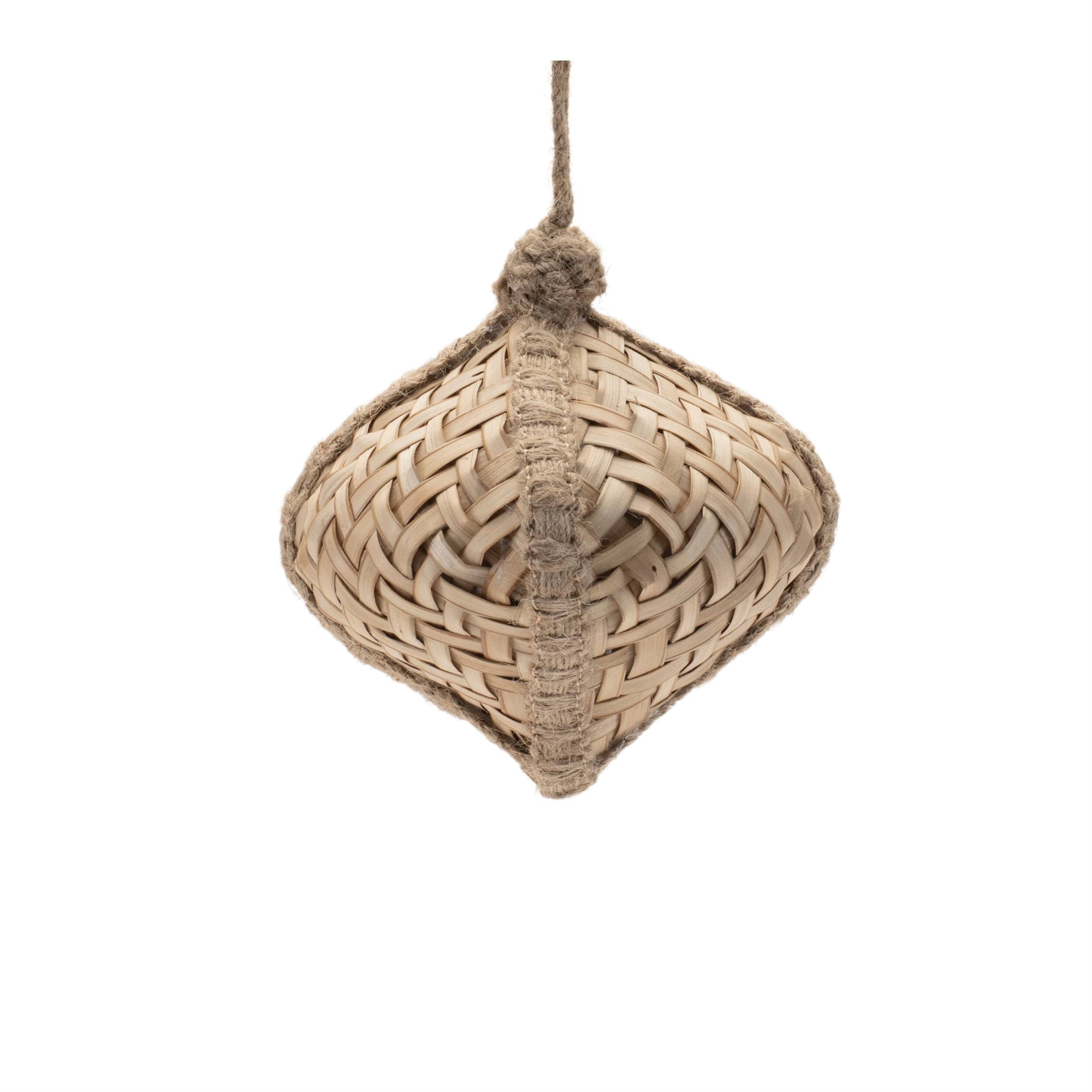 Alt View 2. BreeBe - Woven Bamboo Ornament (Set of 6) - Brown.