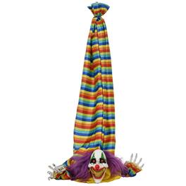 Homcom - 3.8' Outdoor Halloween Decoration, Animatronic Hanging Clown Corpse, Animated Prop with Light Up Eyes & Clown Music - Multi-Colored