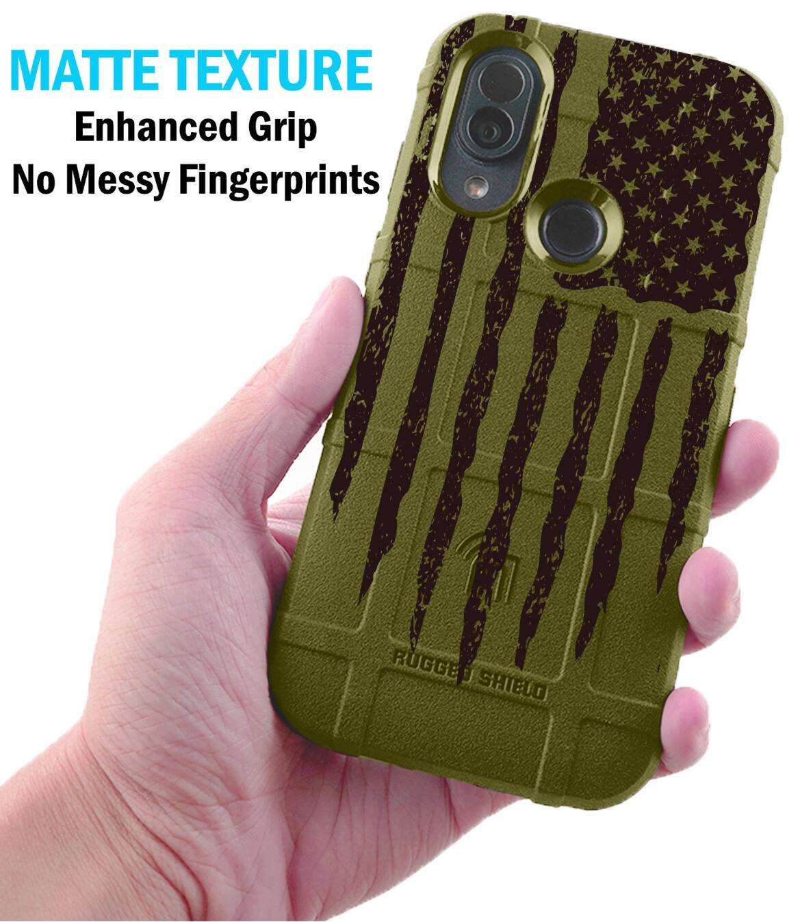 MATTE TEXTURE  
Enhanced Grip  
No Messy Fingerprints  

RUGGED SHIELD