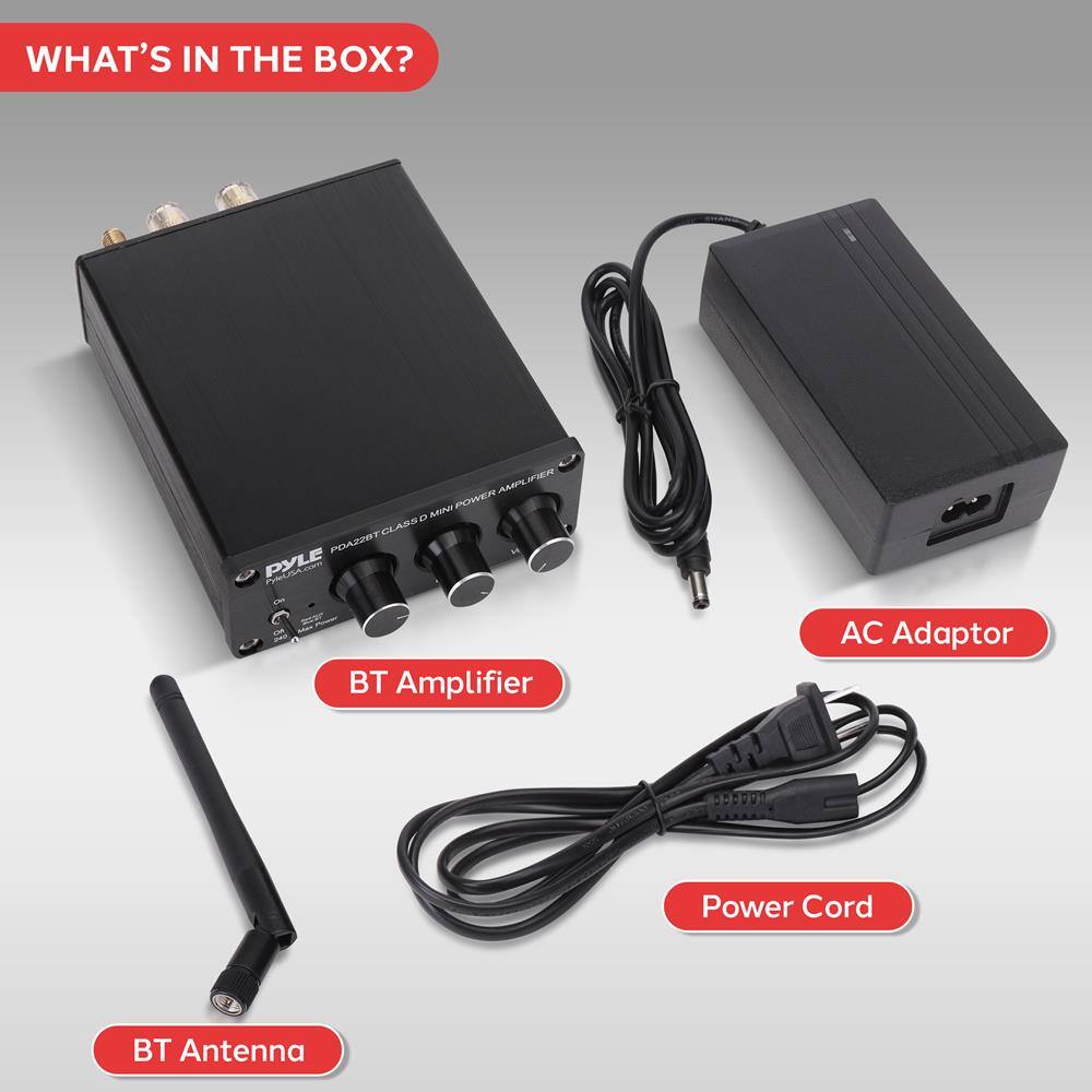 WHAT'S IN THE BOX?

- BT Amplifier
- AC Adaptor
- Power Cord
- BT Antenna