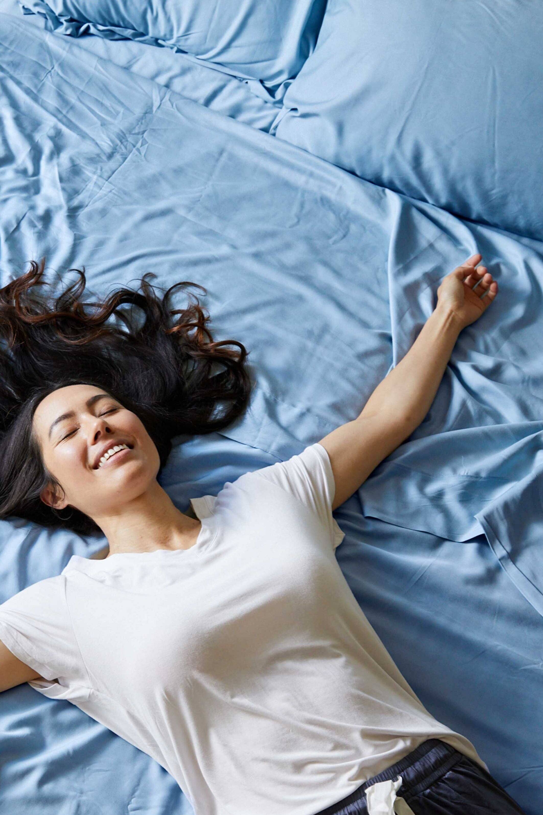 Alt View 2. BedVoyage - Luxury 100% viscose from Bamboo Fitted Sheet - Ocean.