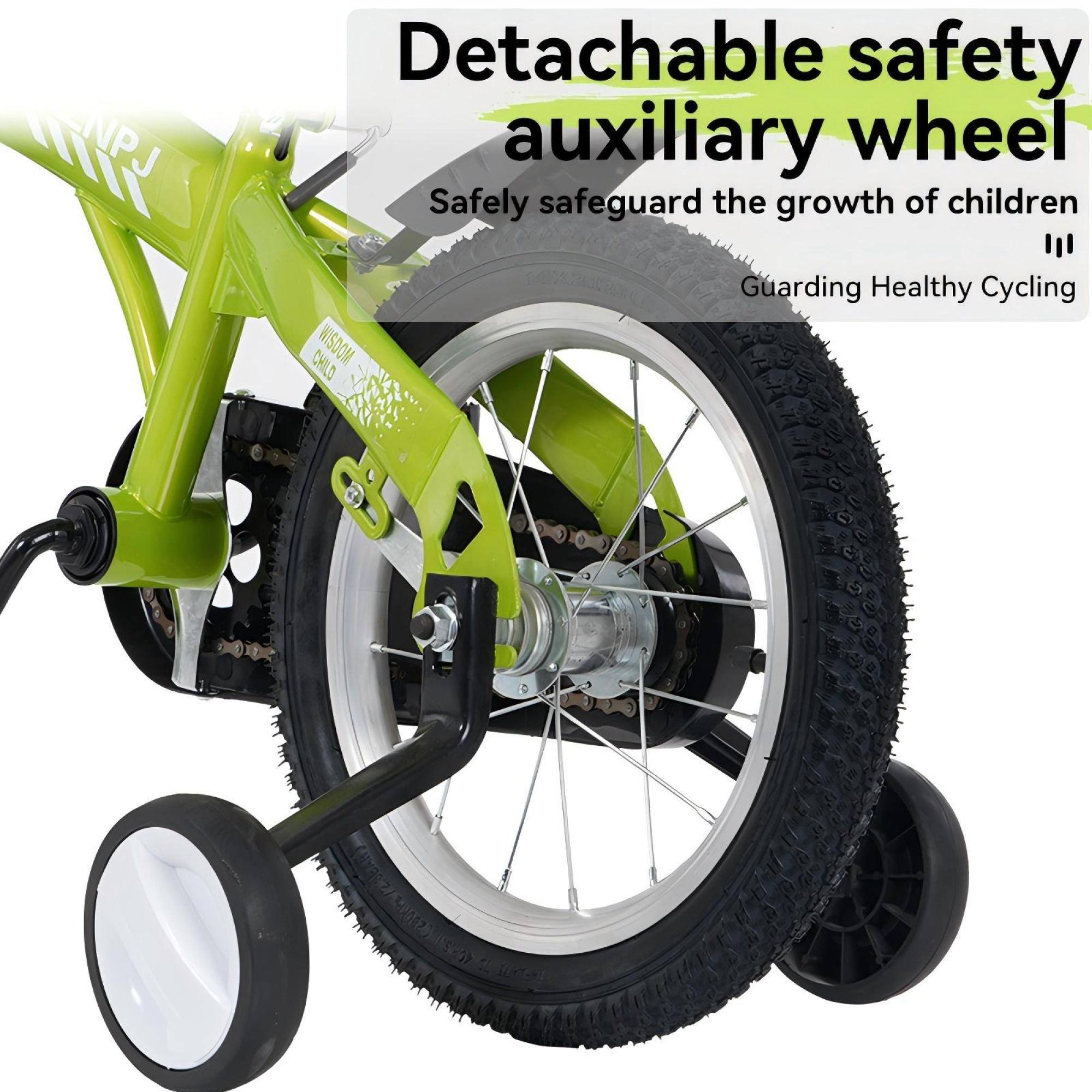 Detachable safety auxiliary wheel  
Safely safeguard the growth of children  
Guarding Healthy Cycling