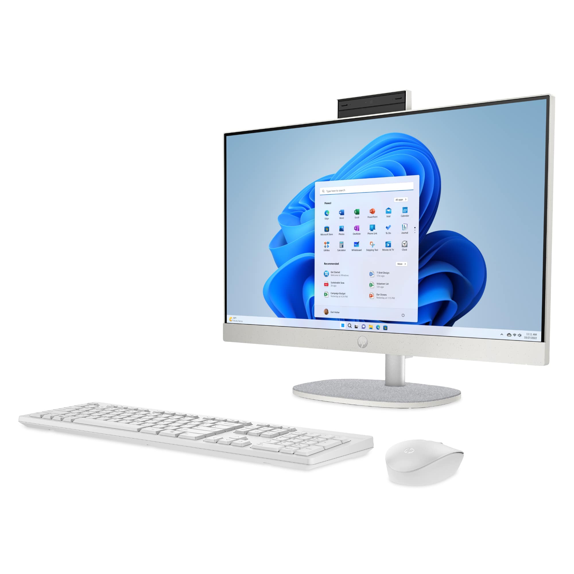 Alt View 4. HP - 23.8" Full HD Touch-Screen All-in-One with Adjustable Height - Intel Core i5 1334U 2023 - 8GB Memory - 512GB SSD - Shell White.
