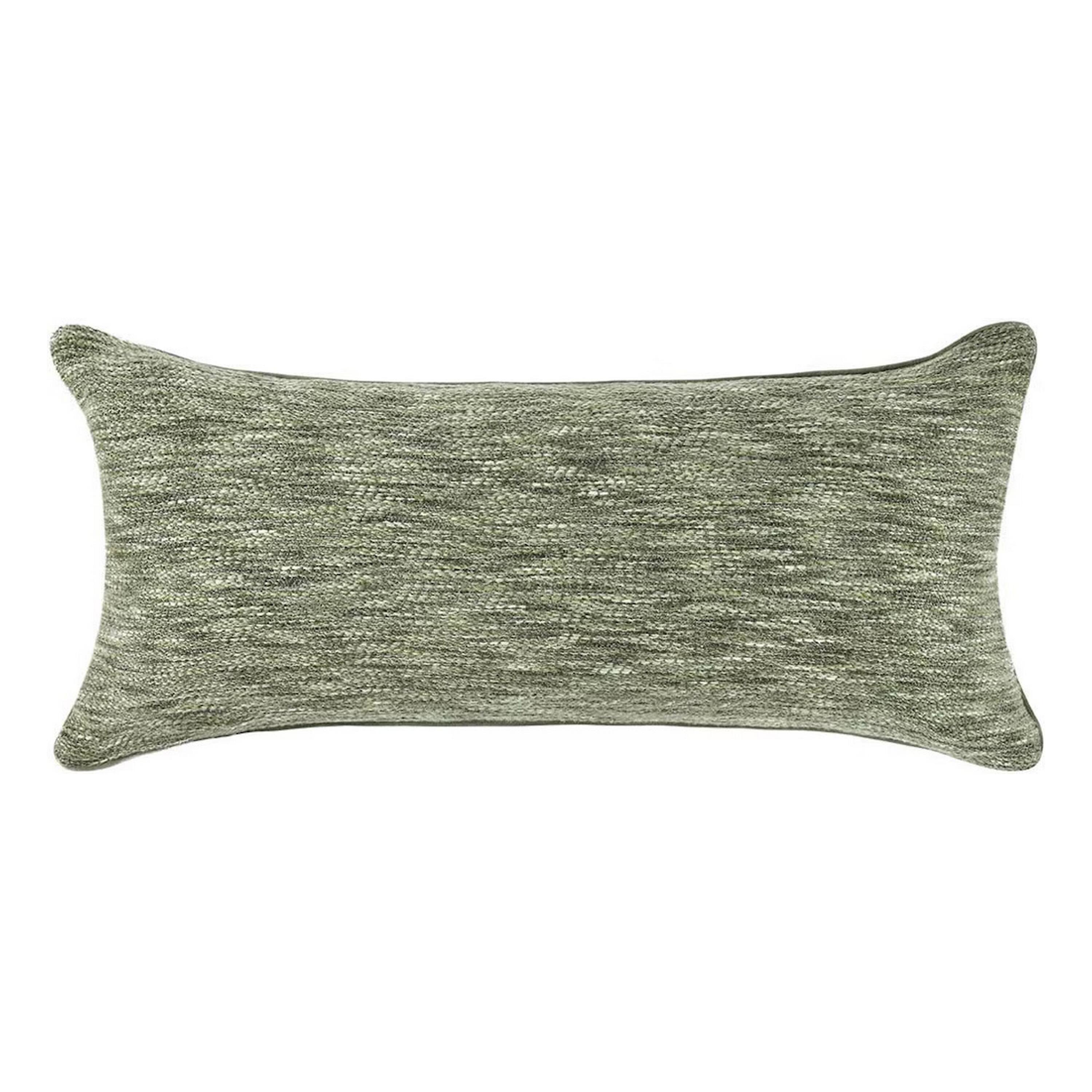 Angle. Manhattan Lane - Sam Lumbar Accent Throw Pillow, 14x26 Cedar  Cotton Blend Texture - Cedar Green.