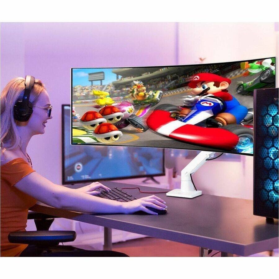 Alt View 1. SIIG - Single Heavy Duty 34"-49" Monitor Arm with Easy Top Mounting - Weight Between 22 to 44 lbs - White.