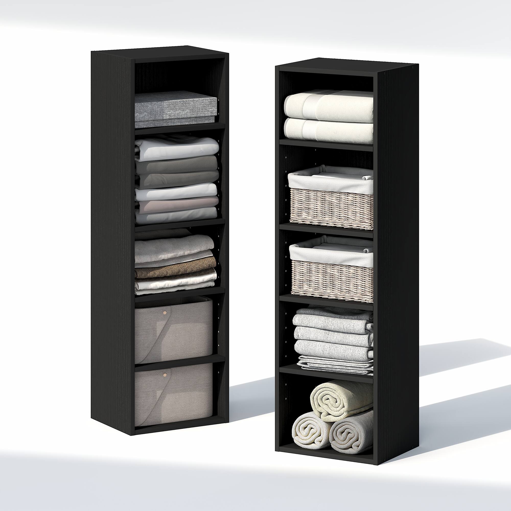 Alt View 8. Furinno - PASIR Closet Organizers and Storage, Adjustable Storage Organizer, Stackable Closet Storage, 12-In, for Closet, Bedroom - Blackwood.