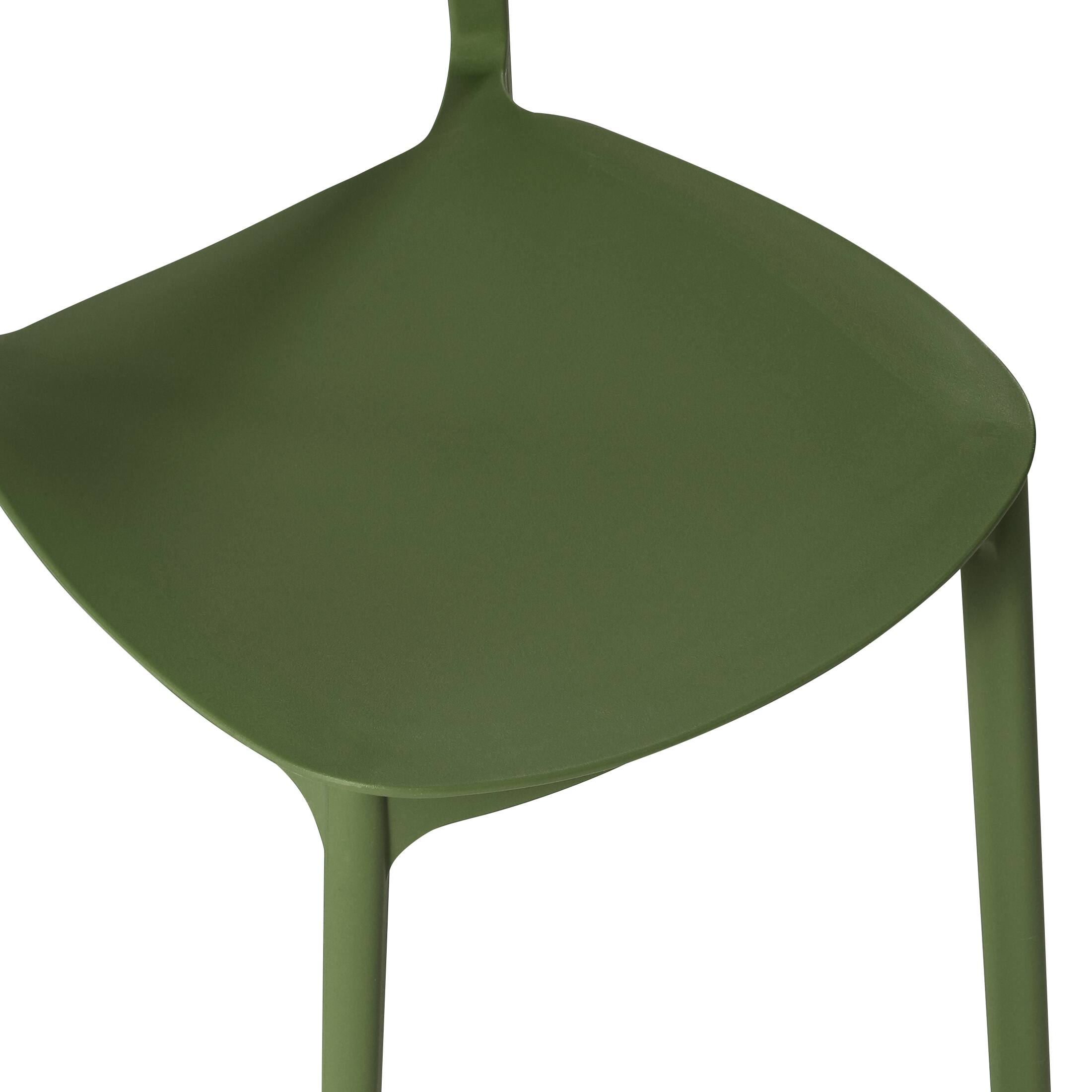 Alt View 6. WestinTrends - WestinTrends Playa 5-Piece Indoor Outdoor Metal Round Patio Dining Table Set With Stackable Resin Patio Side Chairs - Olive Green.