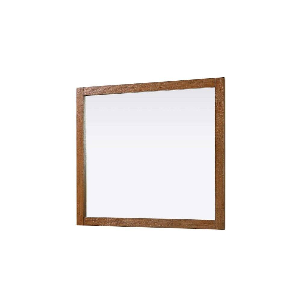 Back. Elegant Kitchen and Bath - Noah Wooden Rectangle Mirror 42 x 36 in Brandy Walnut - Brandy Walnut.
