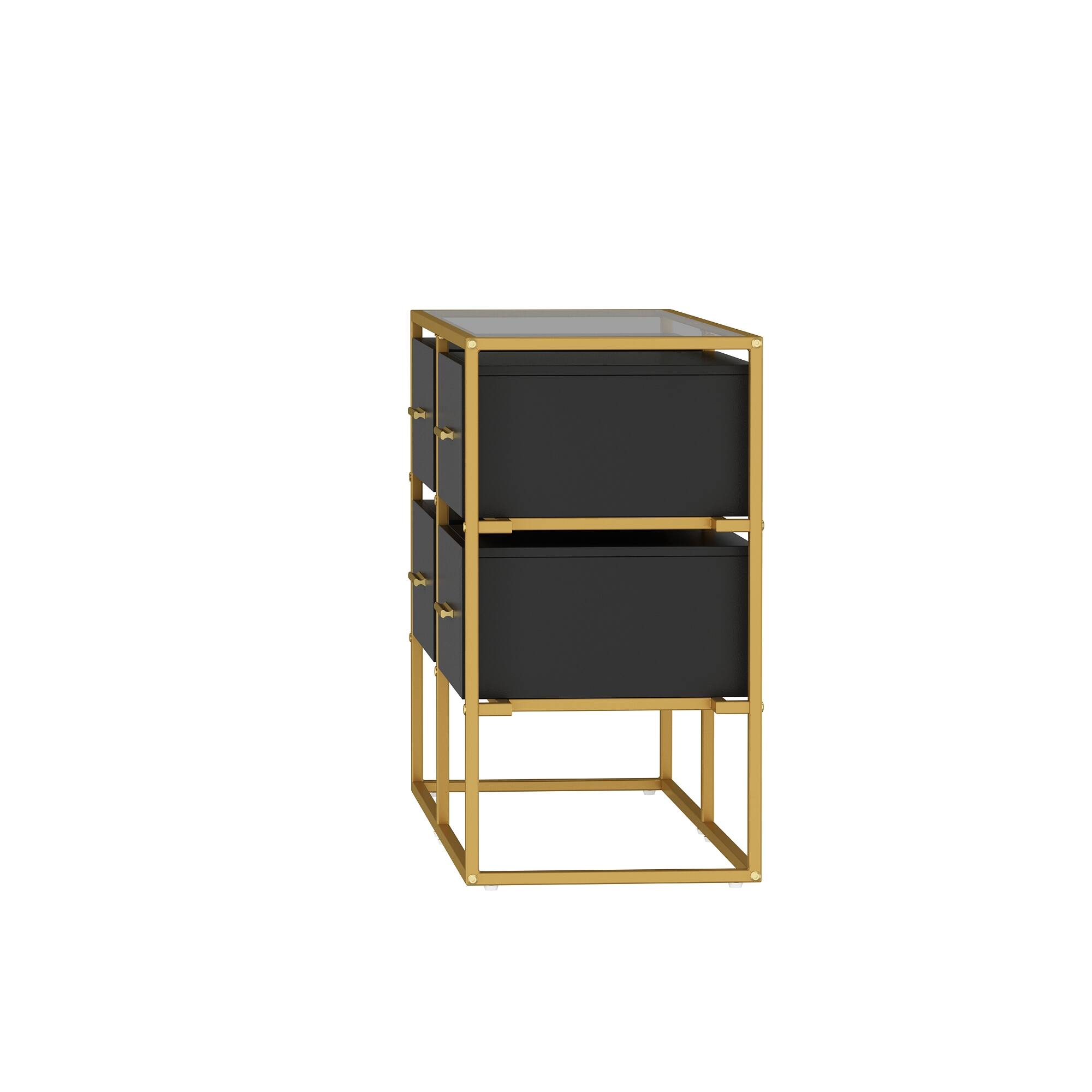 Left. Famapy - Famapy Metal- Framed Dresser: Tempered Glass Top & Modern Storage - Black.