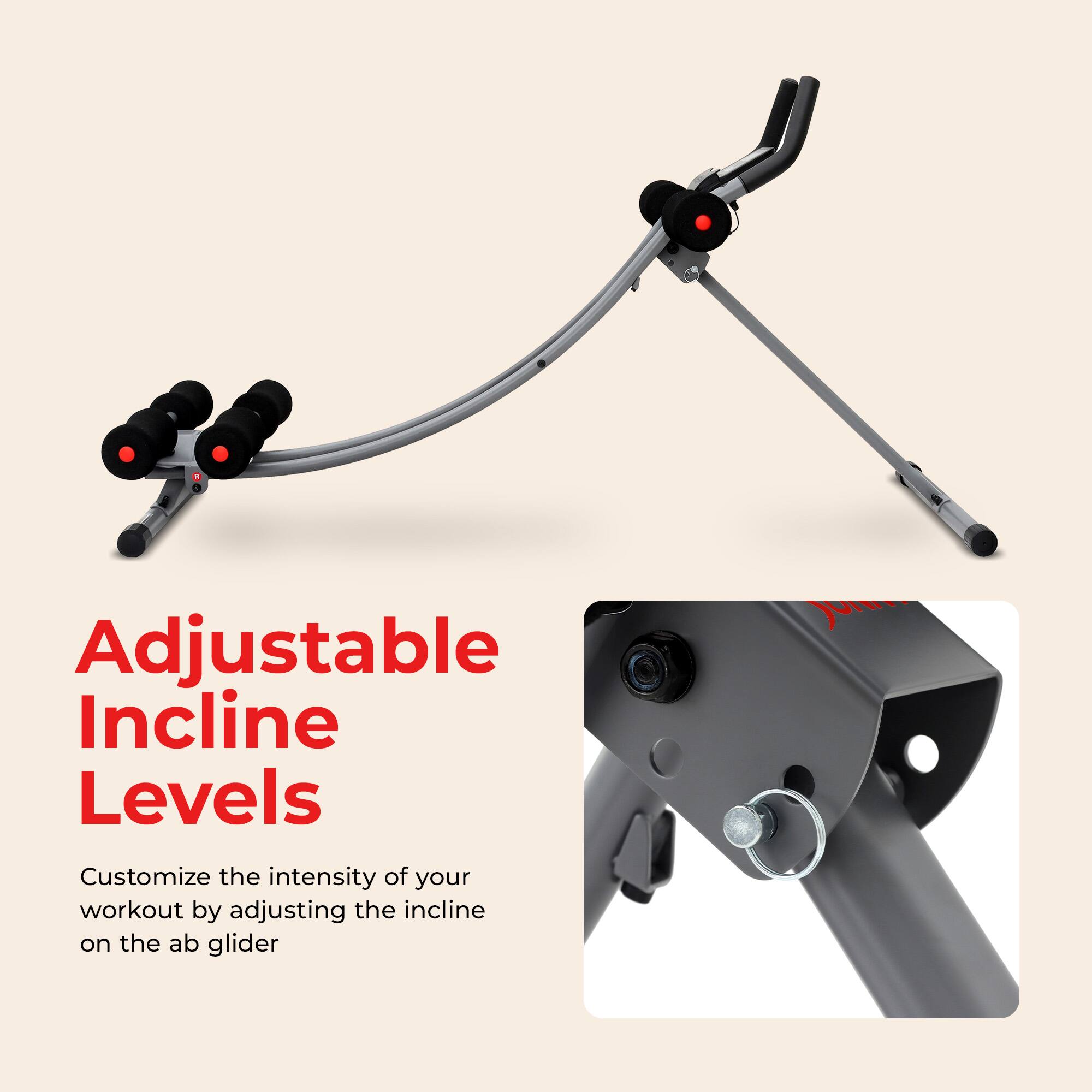 Adjustable Incline Levels

Customize the intensity of your workout by adjusting the incline on the ab glider