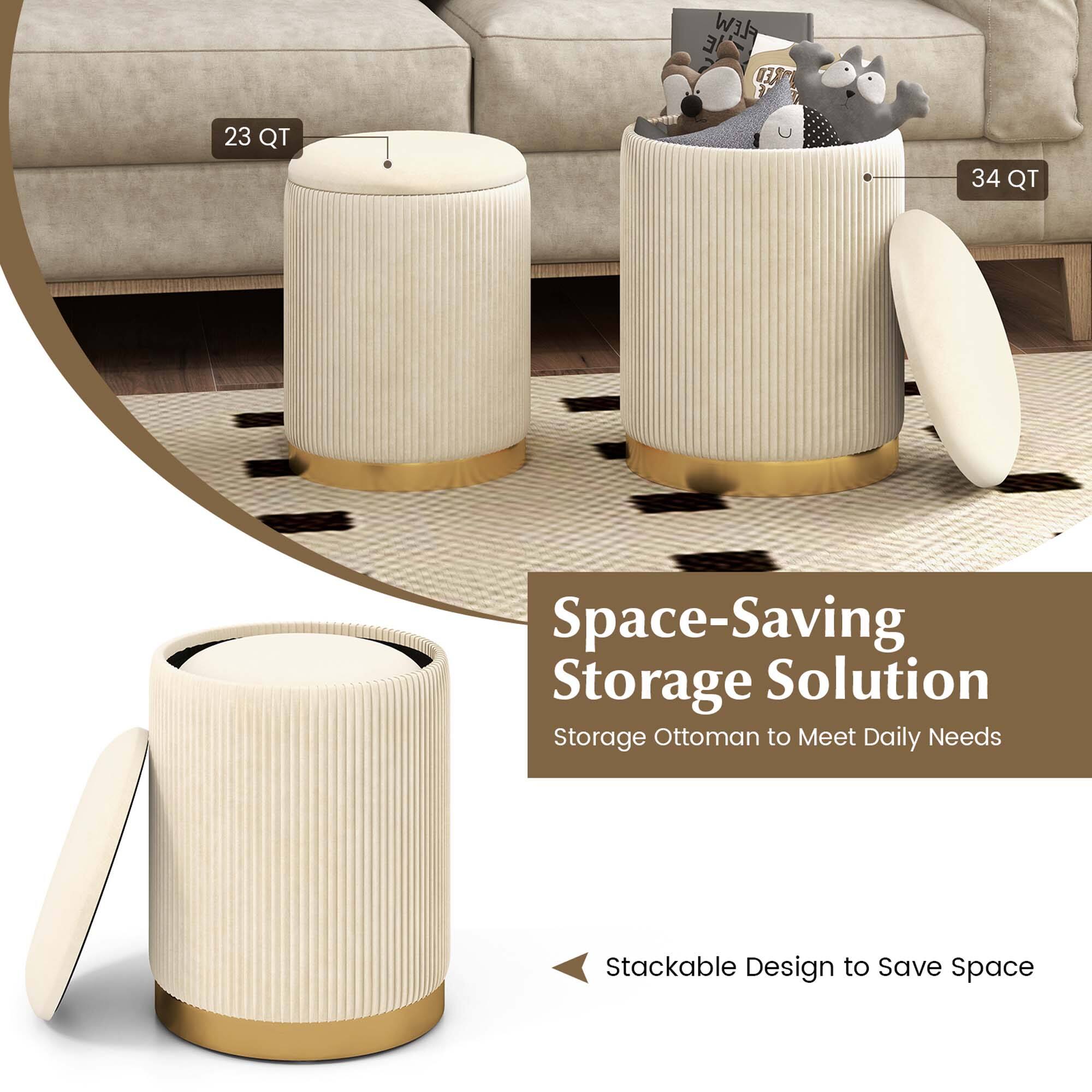 FLEW E REU 23 QT 34 QT Space-Saving Storage Solution Storage Ottoman to Meet Daily Needs Stackable Design to Save Space