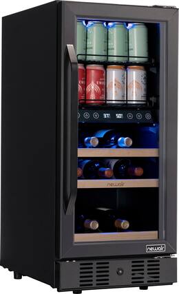 Front. NewAir - 13-Bottle and 48-Can Built-in Dual Zone Beverage Cooler with SplitShelf - Black Stainless Steel.