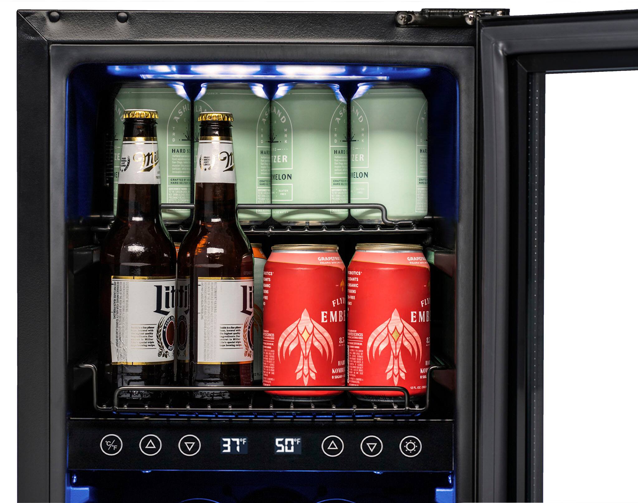 Alt View 11. NewAir - 13-Bottle and 48-Can Built-in Dual Zone Beverage Cooler with SplitShelf - Black Stainless Steel.