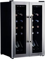NewAir - 24-Bottle Dual Zone Wine Cooler with French Doors - Stainless Steel - Front_Zoom