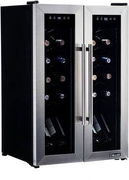 NewAir - 24-Bottle Dual Zone Wine Cooler with French Doors - Stainless Steel