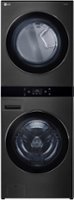 LG - 5.0 Cu. Ft. HE Smart Front Load Washer and 7.4 Cu. Ft. Electric Dryer WashTower with Steam and Center Control - Black Steel - Front_Zoom