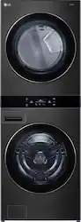 LG - 5.0 Cu. Ft. HE Smart Front Load Washer and 7.4 Cu. Ft. Electric Dryer WashTower with Steam and Center Control - Black Steel - Front_Zoom