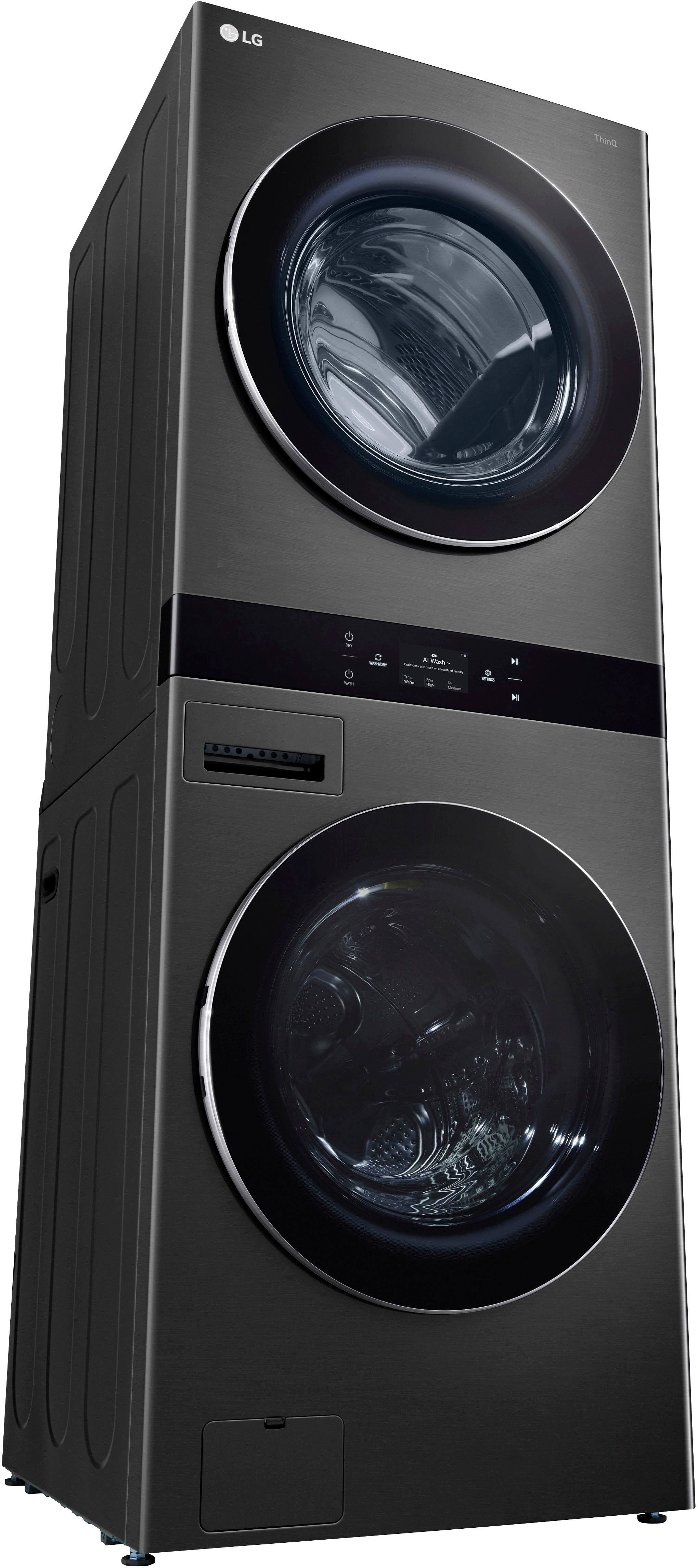 Alt View 11. LG - 5.0 Cu. Ft. HE Smart Front Load Washer and 7.4 Cu. Ft. Electric Dryer WashTower with Steam and Center Control - Black Steel.