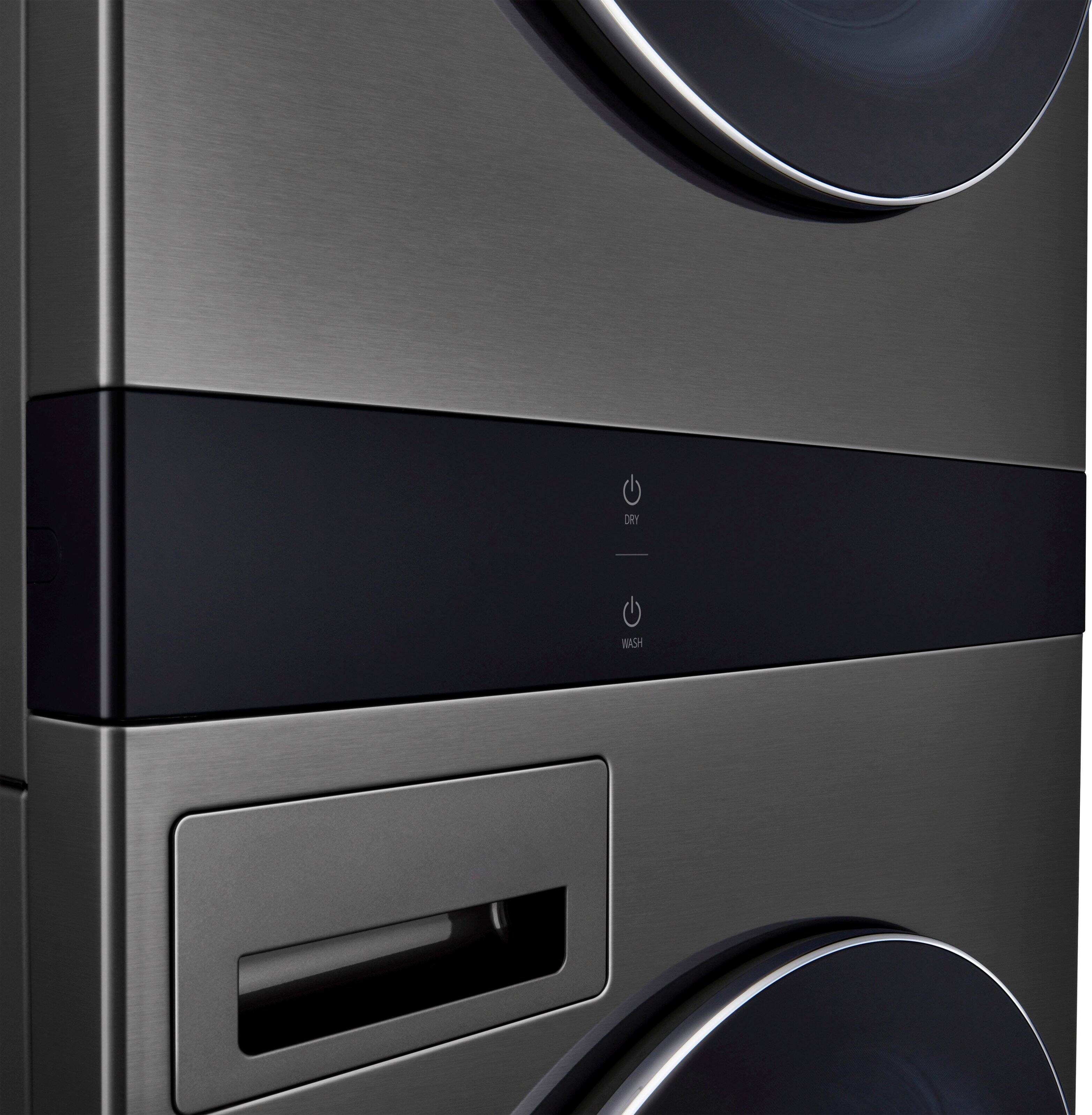 Alt View 24. LG - 5.0 Cu. Ft. HE Smart Front Load Washer and 7.4 Cu. Ft. Gas Dryer WashTower with Steam and Center Control - Black Steel.