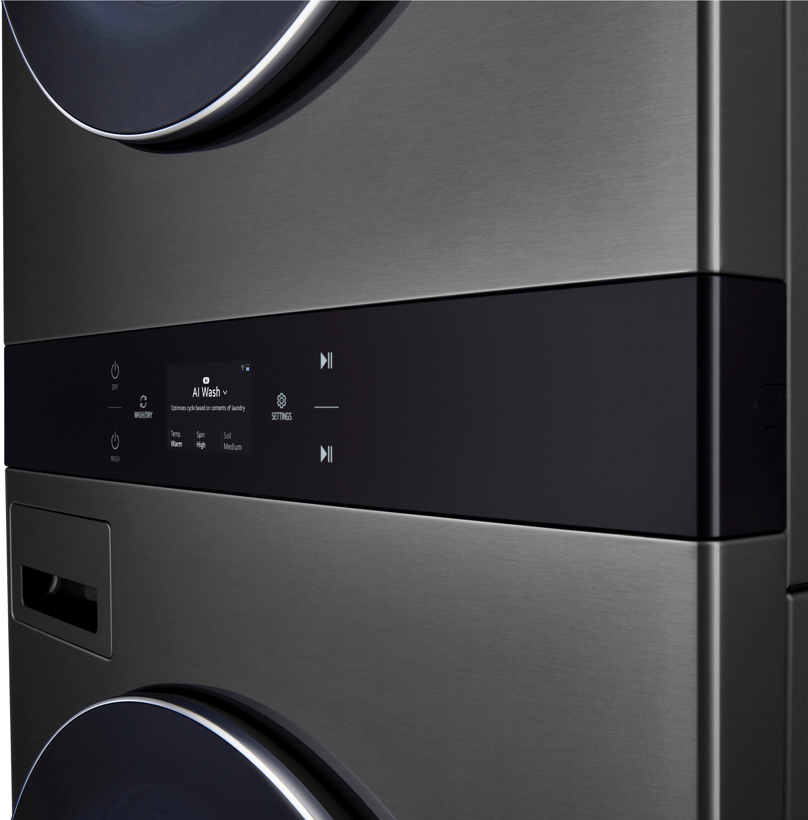 Alt View 26. LG - 5.0 Cu. Ft. HE Smart Front Load Washer and 7.4 Cu. Ft. Gas Dryer WashTower with Steam and Center Control - Black Steel.